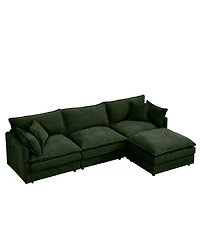 Streamdale Furniture Modular Sectional Sofa, 102" L-Shaped Couch Set, 3-Seater Cloud Couch w/ Ottoman