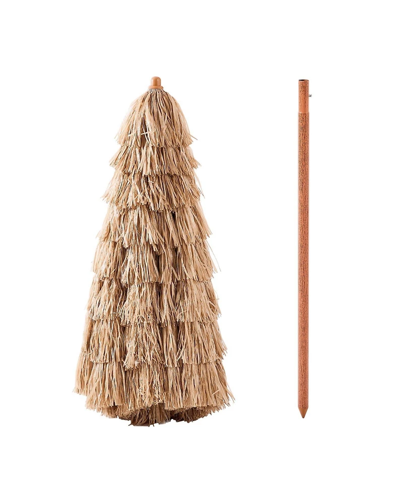 Mecale 8 Ft Thatched Tiki Patio Umbrella with Tilt and Metal Ribs