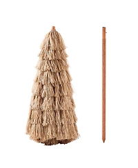 Mecale 8 Ft Thatched Tiki Patio Umbrella with Tilt and Metal Ribs