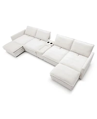 Streamdale Furniture 140" U-Shaped Modular Chenille Cloud Couch, 6-Seater Sofa w/ Ottoman