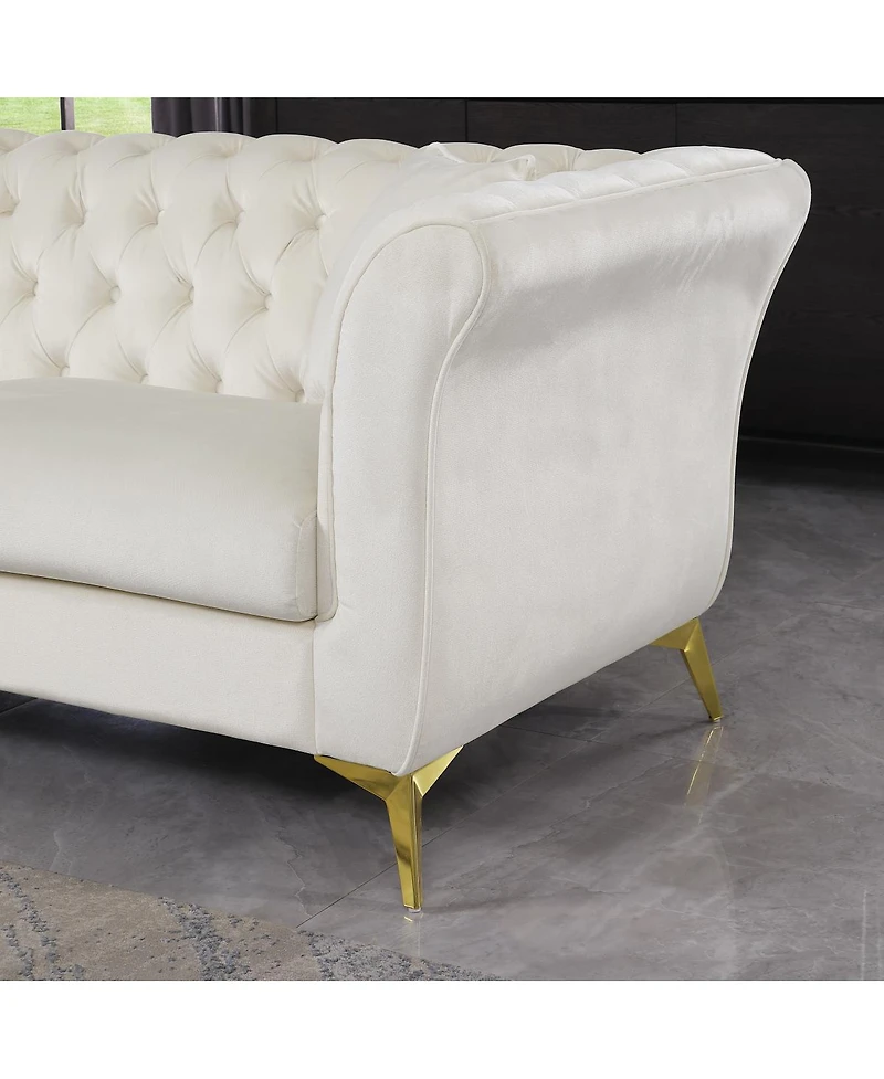 Streamdale Furniture Streamdale Chesterfield Stanford Sofa, Tufted, Wrinkled Fabric, Loverseater