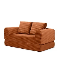 Streamdale Furniture 2-in-1 Folding Convertible Sofa Bed, Modern Corduroy Sleeper Couch with 2 Pillows,