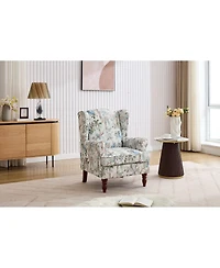 Streamdale Furniture Modern Floral Accent Chair with Retro Wood Legs