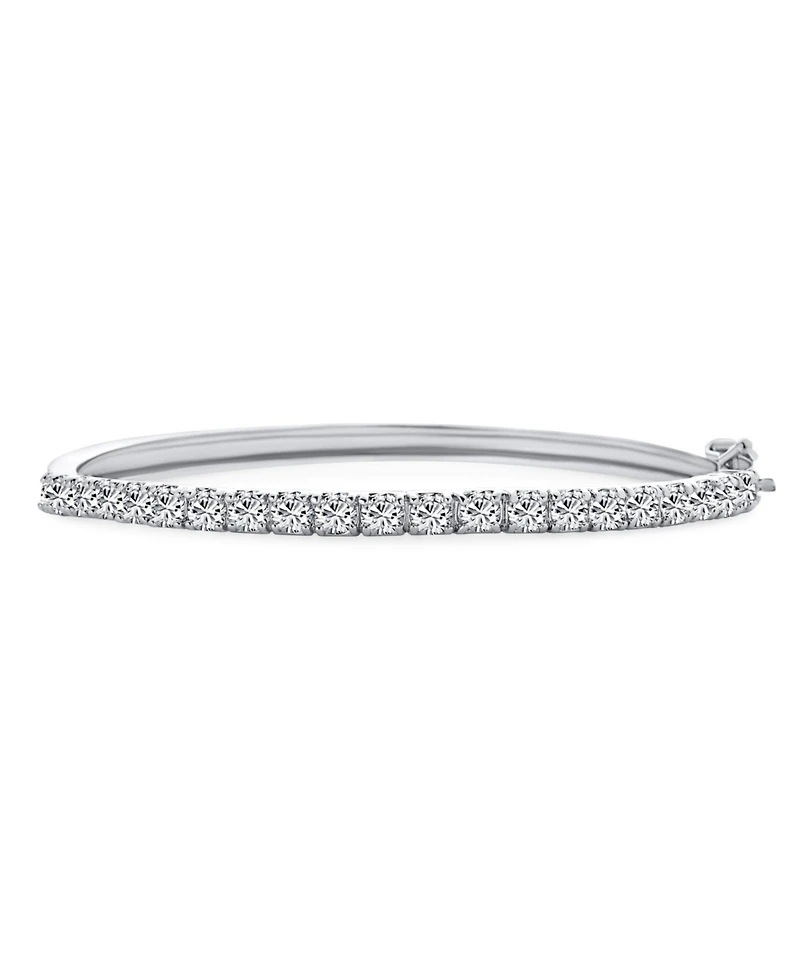 Bling Jewelry Formal Princess Cut Cz Stackable 1/2 Eternity Tennis Bangle Bracelet 7-7.5 Inch