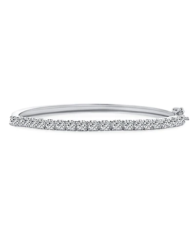 Bling Jewelry Formal Princess Cut Cz Stackable 1/2 Eternity Tennis Bangle Bracelet 7-7.5 Inch