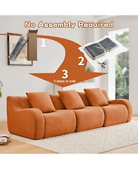 Streamdale Furniture Boneless Sofa, 3 Seat Teddy Fabric, Anti-Slip, No Assembly