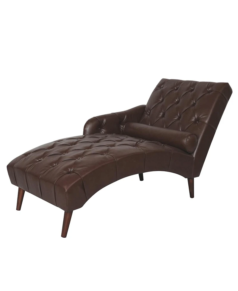 Streamdale Furniture Pu Chaise Lounge Armchair with Pillow and Wood Legs