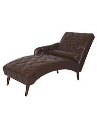 Streamdale Furniture Pu Chaise Lounge Armchair with Pillow and Wood Legs
