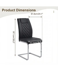 Streamdale Furniture High-Back Pu Leather Dining Chairs Set of 4, Modern Kitchen Chairs with Legs