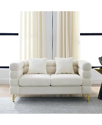 Streamdale Furniture Streamdale 60" Oversized 2-Seater Sectional Sofa, White Teddy