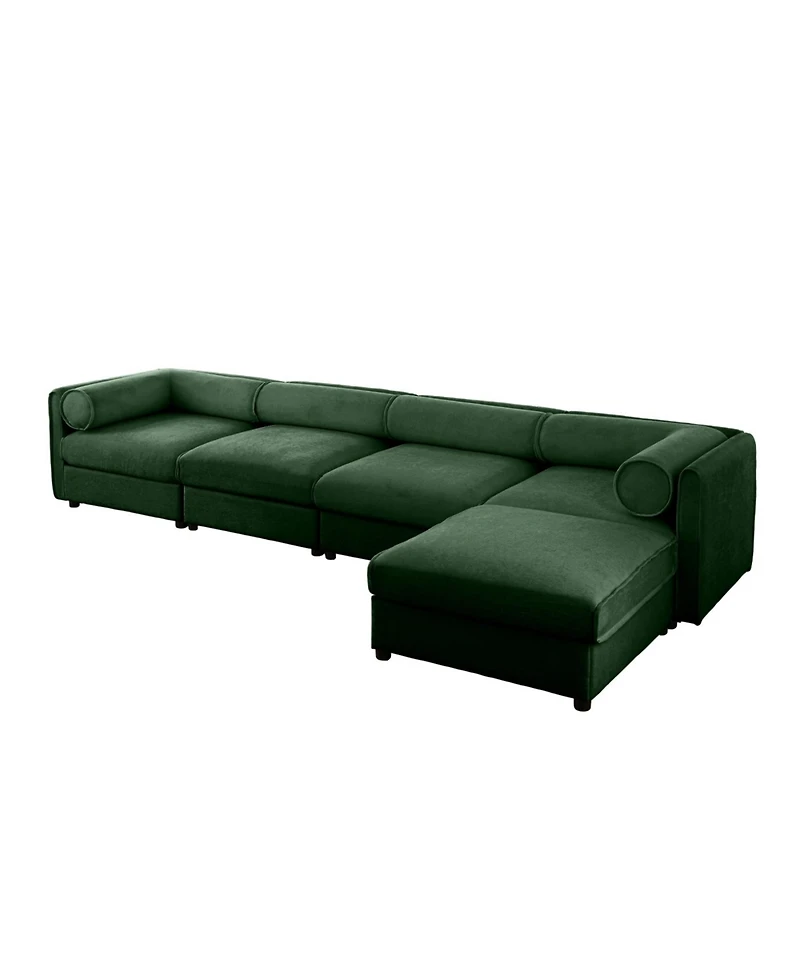 Streamdale Furniture Streamdale Modular Green 4-Seat L-Shaped Sectional Sofa with Storage