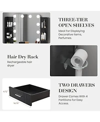 Gaomon Modern Makeup Vanity Set with 12-led Mirror, Stool, 2 Drawers