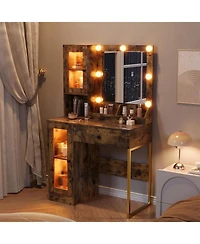 gaomon Led Lighted Makeup Vanity Desk with Built-in Power and Usb Ports