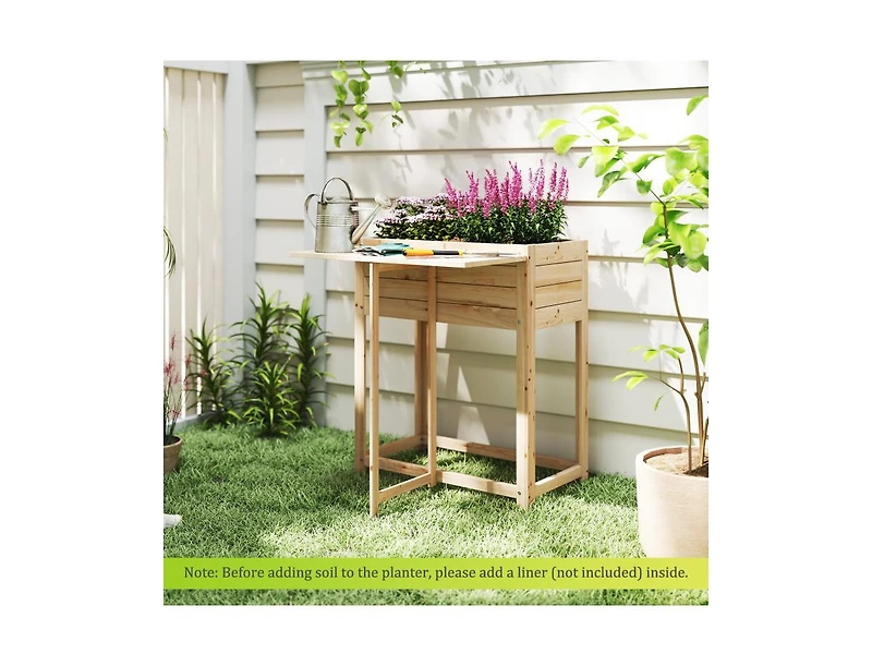Slickblue Raised Garden Planter with Legs and Side Table for Patio
