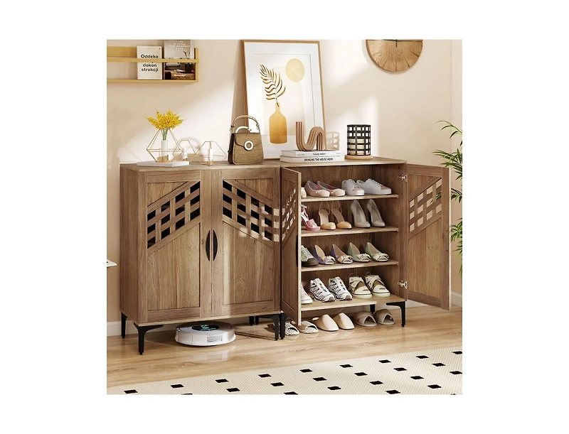Slickblue 4-Tier Farmhouse Shoe Cabinet with Removable Shelves