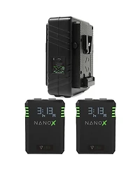 Core Swx Nanox Micro 150 150Wh 14.8V V-Mount Smart Battery, 2-Pack, Bundle with Gpm-X2S Mini Dual Travel Battery Charger