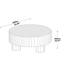 Boyel Living Round Wood Coffee Table with Oak Veneer, Striped Finish for Living Room Accent