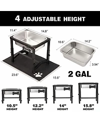 Aronkl Elevated Dog Water Bowl 4 Adjustable Heights Stainless Steel Stand for Breeds Joint Support