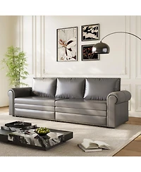 Streamdale Furniture Chesterfield Sleeper Sofa Bed, 93.7" Pull Out, Faux Leather