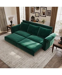 Streamdale Furniture Chesterfield Velvet Sleeper Sofa Bed, Nailhead Trim