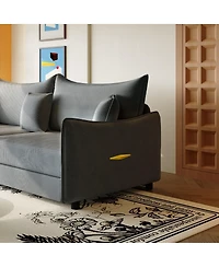 Streamdale Furniture 81.9" King Pull Out Sofa Bed, 3-in-1 Convertible Velvet Couch with Pillows