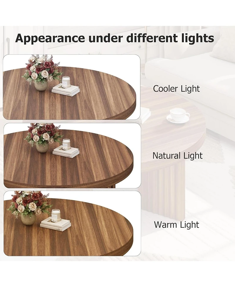 gaomon 33.5" Round Coffee Table with Fluted Legs and Thick Top,Accent Cocktail Tables for Living Room, Bedroom, Easy Assembly
