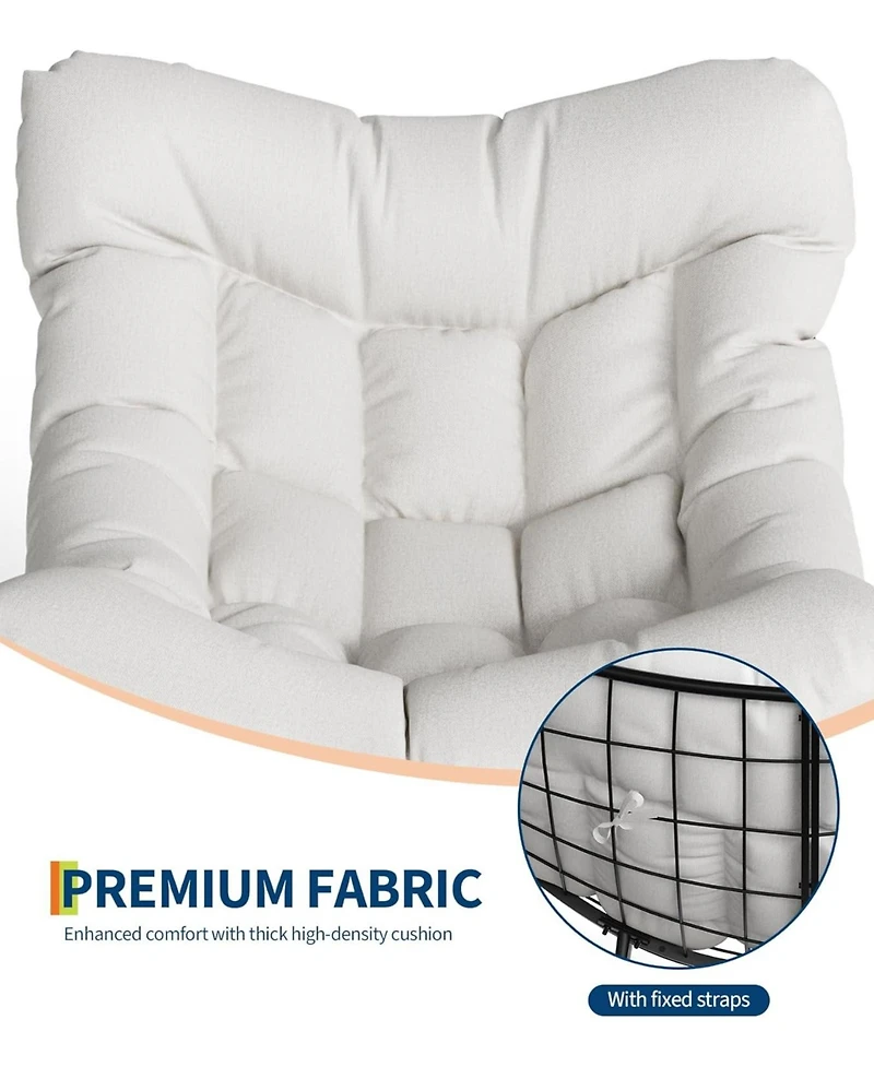 gaomon Grand Patio Rocking Chair Outdoor, Rocking Chair, Oversized Lounge Chair with Sturdy Metal Frame, Patio Rattan Egg Rocker