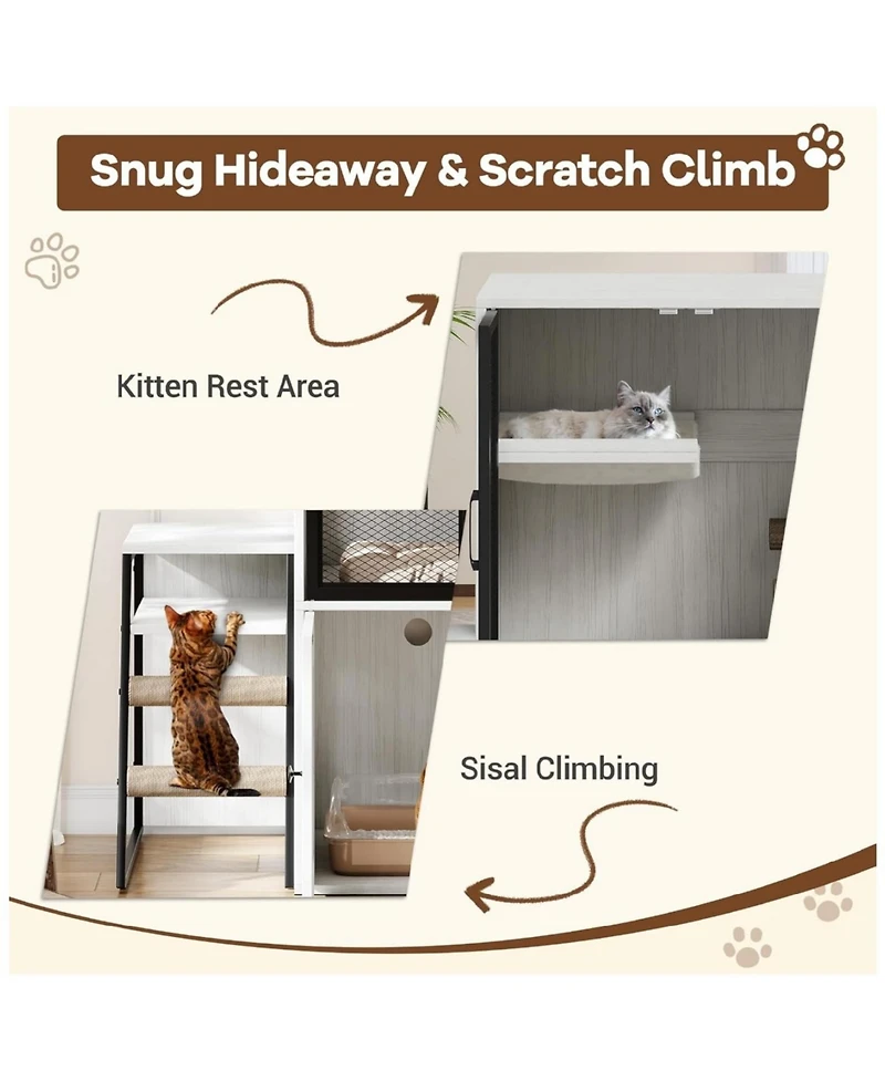 gaomon 2-in-1 Cat Litter Box Enclosure Furniture with Doors