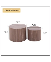 Boyel Living 2-Piece Mdf Nested Table Set, Handcrafted Round Coffee Tables in Walnut for Living Room & Lounge