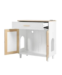 Streamdale Furniture Cat Litter Box Furniture with Scratching Door & Socket