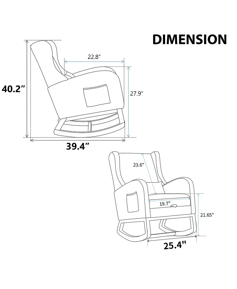 Streamdale Furniture Modern Rocking Chair with Footrest