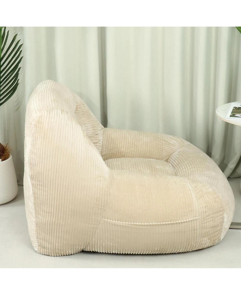 Streamdale Furniture Camel Corduroy Beanbag Couch for Living Room, Bedroom & Dorm - Cozy Mini Couch