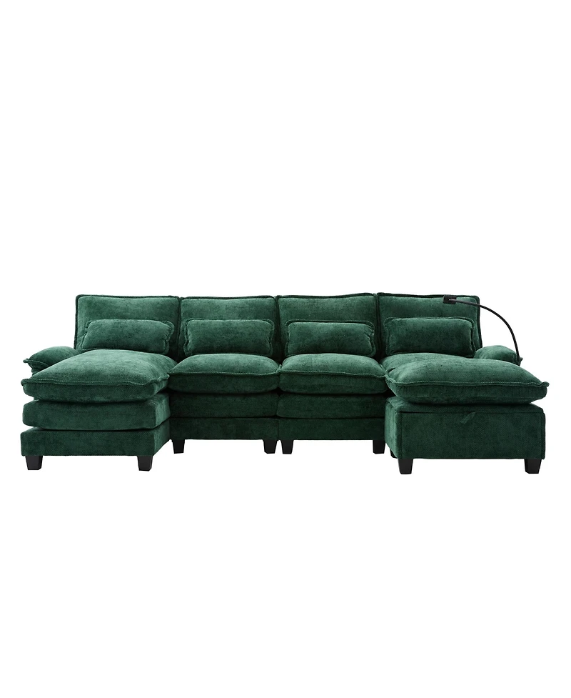 Streamdale Furniture 106" U-Shape Sectional Sofa Cloud Couch, Chenille