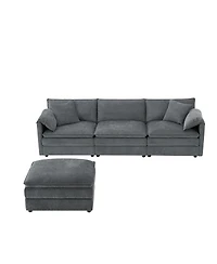 Streamdale Furniture 103" Chenille Modular Sectional Sofa with Deep Seat & Movable Ottoman