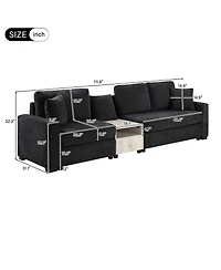 Streamdale Furniture Modern 111.8" Modular Upholstered 3-Seater Sofa Couch with Storage