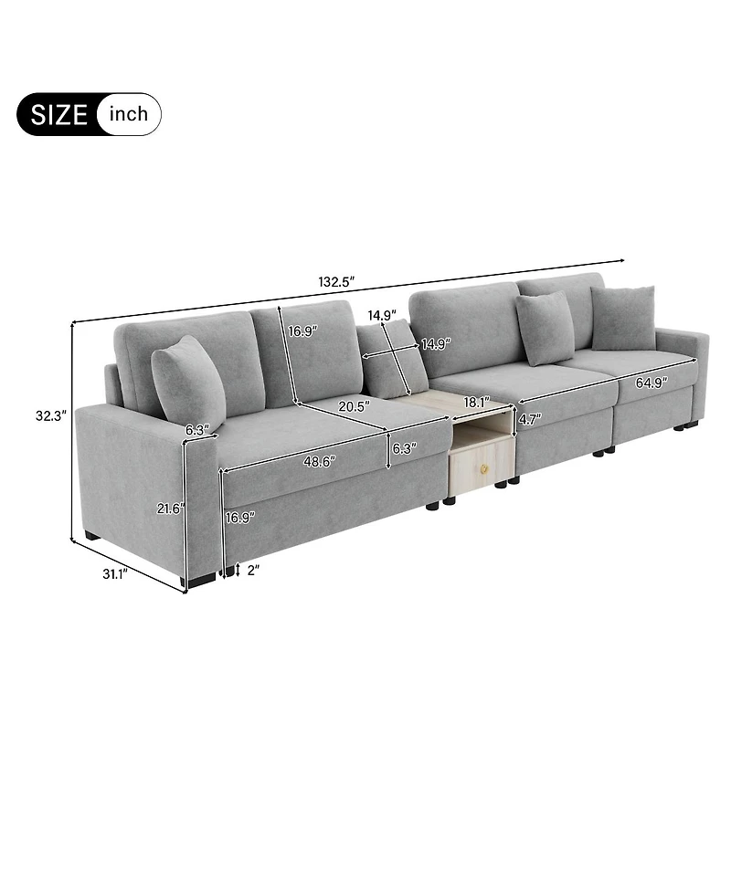 Streamdale Furniture Modern Modular Sofa Couch with Storage
