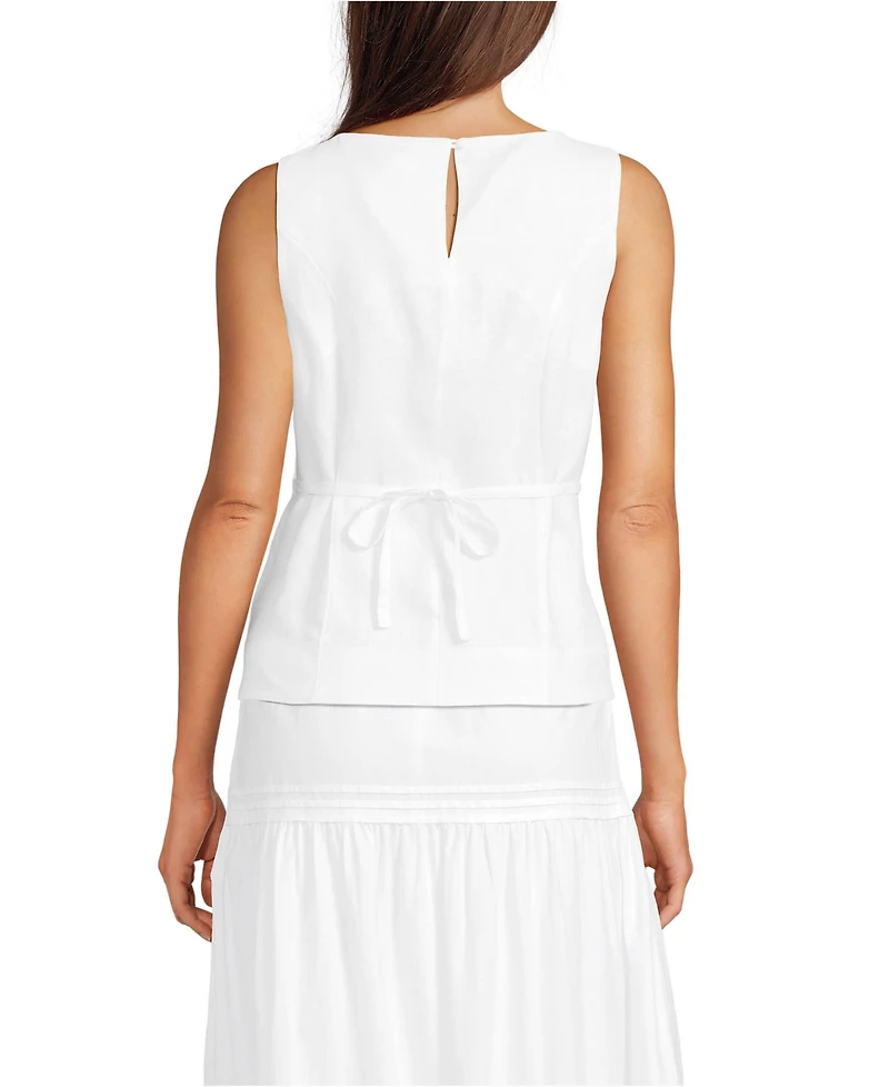 Lands' End Women's Linen Sleeveless Peplum Top