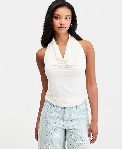 Bar Iii Women's Cowl-Neck Halter Top, Macy's Exclusive