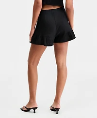 Bar Iii Women's High-Rise Linen Ruffled-Hem Shorts, Macy's Exclusive