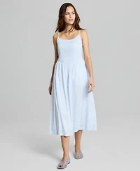 Now This Womens Cotton Gingham Smocked Midi Dress Macys Exclusive
