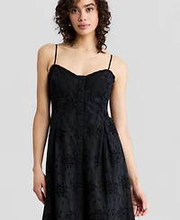 And Now This Women's Cotton Eyelet Back-Cutout Dress, Macy's Exclusive