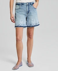 And Now This Women's High Rise Embroidered Denim Shorts, Macy's Exclusive