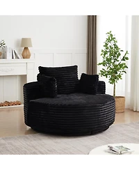 Streamdale Furniture Streamdale 55" Corduroy Foam Swivel Chair, Modern Sleeper