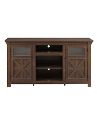 Streamdale Furniture Farmhouse Barn Door Tv Stand Media Console Espresso 60.23"W