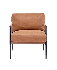 Streamdale Furniture Modern Accent Chair with Metal Frame & Wooden Armrest