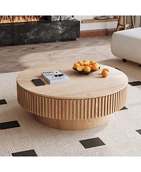 Streamdale Furniture Round Wood Coffee Table with Storage