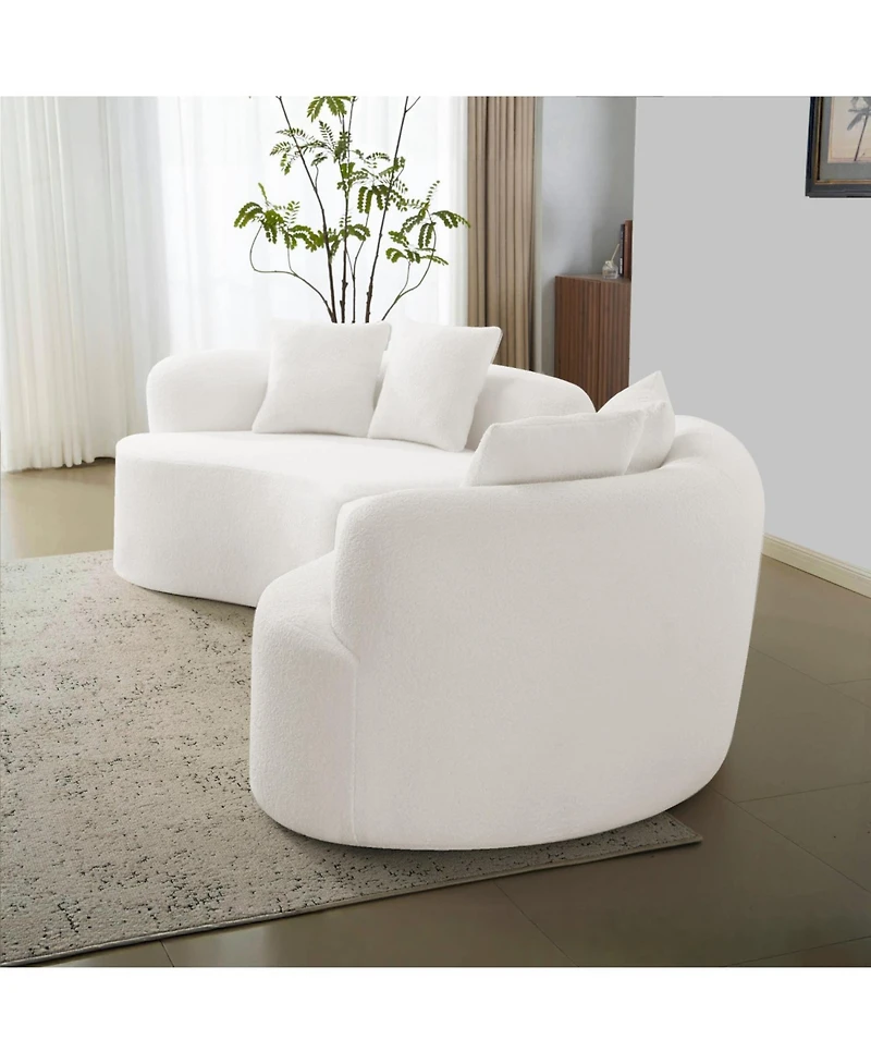 Streamdale Furniture Streamdale Curved Teddy Velvet Sofa - Compact 4 Seater