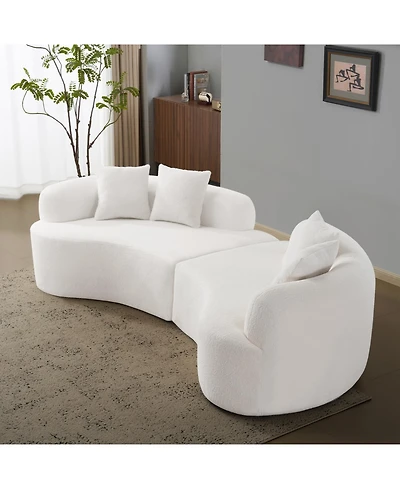 Streamdale Furniture Streamdale Curved Teddy Velvet Sofa - Compact 4 Seater