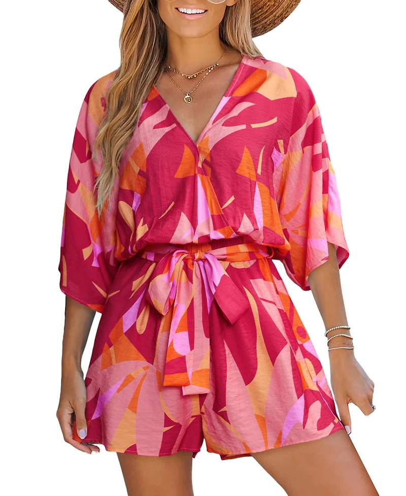 Cupshe Women's Pretty Peach Geo Romper
