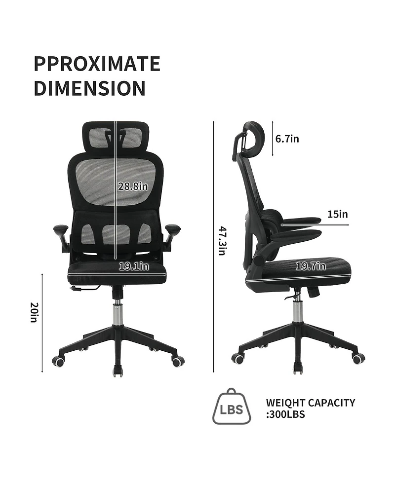 Streamdale Furniture High Back Ergonomic Big & Tall Office Chair w/ 3D Headrest & Lumbar Support
